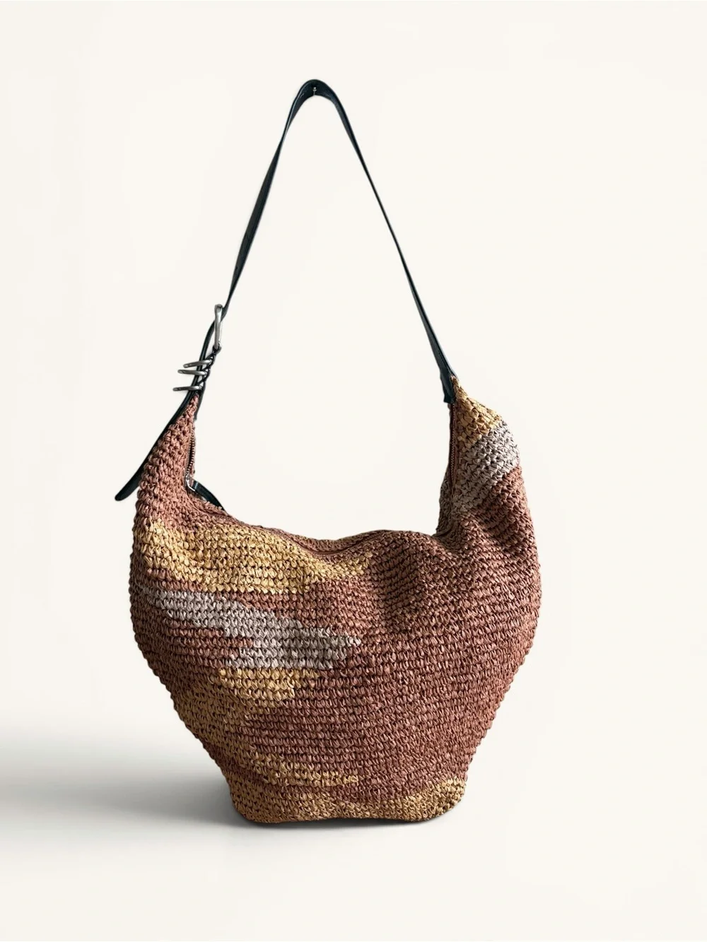 Free People Woven Hobo Bag in Brown, Tan, Cream